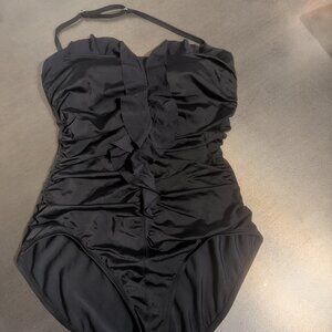 Jantzen Halter Ruffled Black One Piece